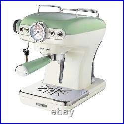 Espresso Coffee Machine with Milk Frother, Vintage Green, Ariete 1389/14
