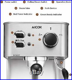 Espresso Machine Cappuccino Coffee Maker with Milk Steamer Frother 15 Bar @@