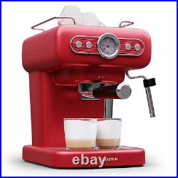 Espresso Machine with Milk Frother Coffee Maker Cappuccino 19 Bar 2 Cups Red