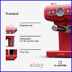 Espresso Machine with Milk Frother Coffee Maker Cappuccino 19 Bar 2 Cups Red
