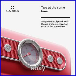 Espresso Machine with Milk Frother Coffee Maker Cappuccino 19 Bar 2 Cups Red