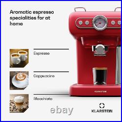 Espresso Machine with Milk Frother Coffee Maker Cappuccino 19 Bar 2 Cups Red