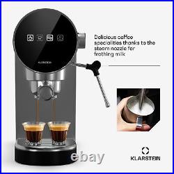 Espresso Machine with Milk Frother Coffee Maker Cappuccino 20 Bar 2 Cups Silver