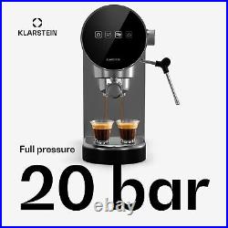 Espresso Machine with Milk Frother Coffee Maker Cappuccino 20 Bar 2 Cups Silver