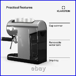 Espresso Machine with Milk Frother Coffee Maker Cappuccino 20 Bar 2 Cups Silver