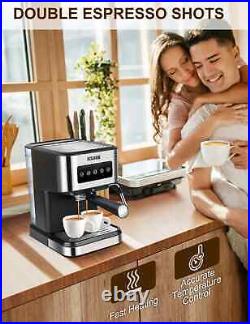 Espresso machine with milk foam, 20 bar pump pressure, 1.5 L /50 oz detachable tan