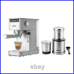 GEEPAS 1450W Espresso Cappuccino Coffee Machine & 200W Coffee Spice Grinder Set