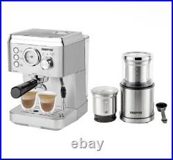 GEEPAS 15 Bar Espresso Cappuccino Coffee Machine & 200W Coffee Spice Grinder Set