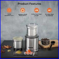 GEEPAS 15 Bar Espresso Cappuccino Coffee Machine & 200W Coffee Spice Grinder Set