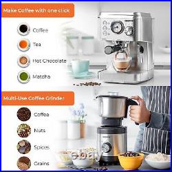 GEEPAS 15 Bar Espresso Cappuccino Coffee Machine & 450W Coffee Spice Grinder Set