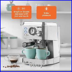 GEEPAS 15 Bar Espresso Cappuccino Coffee Machine & 450W Coffee Spice Grinder Set