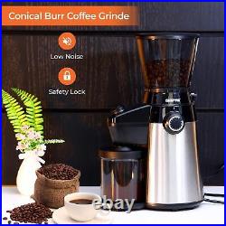 GEEPAS 20 Bar Espresso Coffee Machine & Conical Burr Coffee Grinder Combo Set
