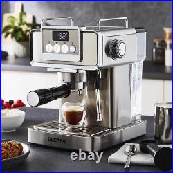 GEEPAS 20 Bar Espresso Coffee Machine Milk Frother Cappuccino Stainless Steel