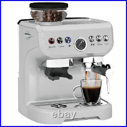 HOMCOM Espresso Machine, Bean Grinder & Steam Wand, 15 Bar Pressure, Silver