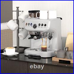 HOMCOM Espresso Machine, Bean Grinder & Steam Wand, 15 Bar Pressure, Silver