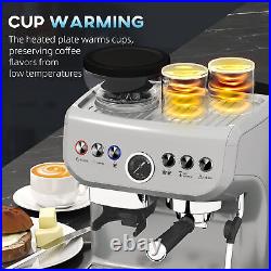 HOMCOM Espresso Machine, Bean Grinder & Steam Wand, 15 Bar Pressure, Silver