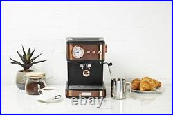 Haden Espresso Pump Coffee Machine, Black & Copper