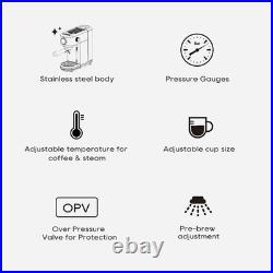 HiBREW Espresso Coffee Machine with Milk Frother, 20Bar Pump, Programable, Steel