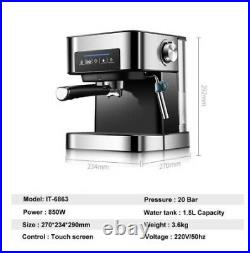 Italian Coffee Machine 20 Bar Semi Automatic with STEAM FUNCTION