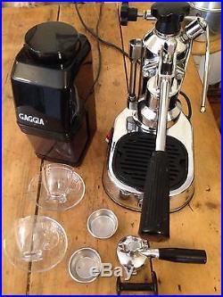 LA PAVONI Espresso Coffee Machine, Gaggia Coffee Grinder and Glass Cups