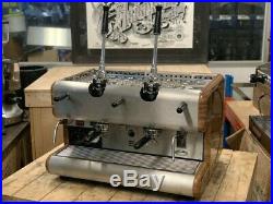 La San Marco Leva 2 G Lever 2 Group Wooden Wrap Espresso Coffee Machine Cafe