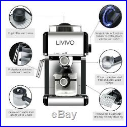 Livivo Black Pro Electric Espresso Cappuccino Coffee Maker Machine Home Office