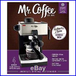 Mr. Coffee 4-Cup Steam Espresso Maker Machine Cappuccino Latte with Frothing New