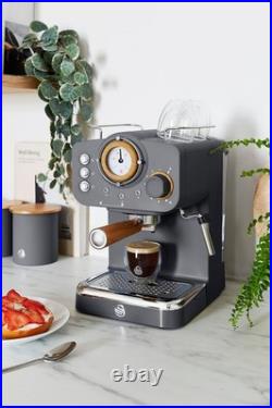 Nordic Espresso Coffee Machine 15 Bar Pressure Milk Frother 1.2L Retro Grey Nordic Espresso Coffee Machine 15 Bar Pressure Milk Frother 1.2L Retro Grey