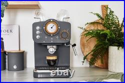 Nordic Espresso Coffee Machine 15 Bar Pressure Milk Frother 1.2L Retro Grey Nordic Espresso Coffee Machine 15 Bar Pressure Milk Frother 1.2L Retro Grey