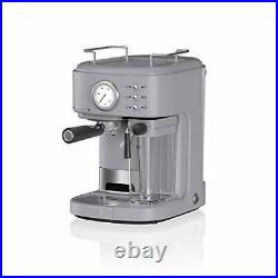 Retro Coffee Espresso Machine with Milk Frothing Steamer in Grey