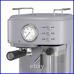 Retro Coffee Espresso Machine with Milk Frothing Steamer in Grey