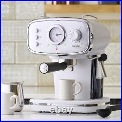 Retro Espresso Coffee Machine 15 Bar with Steam Frothing Wand White & Silver