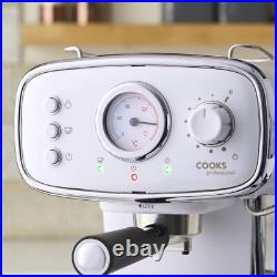 Retro Espresso Coffee Machine 15 Bar with Steam Frothing Wand White & Silver Retro Espresso Coffee Machine 15 Bar with Steam Frothing Wand White & Silver