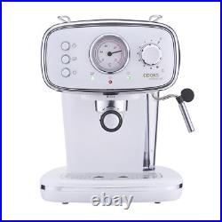 Retro Espresso Coffee Machine 15 Bar with Steam Frothing Wand White & Silver