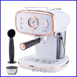 Retro Espresso Coffee Machine 15 Bar with Steam Wand Cooks Professional 8 Colour