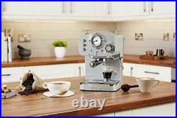Retro Pump Espresso Coffee Machine, 15 Bars of Pressure, Grey