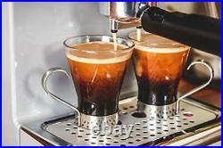 Retro Pump Espresso Coffee Machine, Grey, 15 Bars of Pressure, Milk