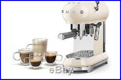 SMEG ECF01 50's Retro Style Espresso Coffee Machine CREAM 2 Year Guarentee