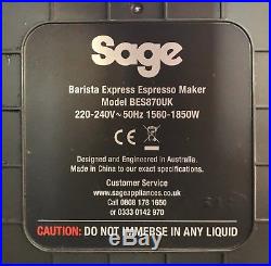 Sage Barista Express Espresso Maker Bes870uk Coffee Machine With Accessories