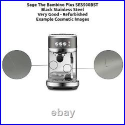 Sage The Bambino Plus Espresso Coffee Machine SES500BST Black Stainless Steel