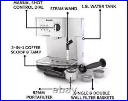 Silver Breville Bijou Espresso VCF149 15 Bar Manual Espresso Machine Steam -A1