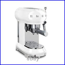 Smeg Coffee Machine ECF01WHUK Freestanding Retro, 15 bars of pressure, WHITE