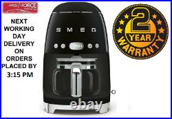 Smeg DCF02BLUK Black 50s Retro Style Filter Coffee Machine + 2 Year Warranty