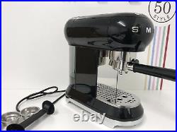 Smeg ECF01BLUK 50's Retro Black Espresso Coffee Machine, Box Damaged Return