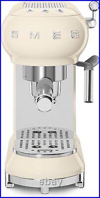 Smeg ECF01CRUK Traditional Pump Espresso Coffee Machine, Adjustable in Cream