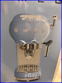 Smeg ECF01PBUK Espresso Coffee Machine 50's Retro in Powder Blue-Return-Warranty