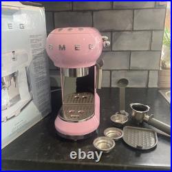 Smeg ECF01PKEU 50's retro style espresso coffee machine, stainless steel 1L, Pink