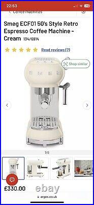 Smeg ECF01 Espresso 50s Retro Cream Coffee Machine Hardly Used Cost £330