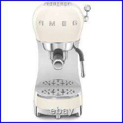 Smeg ECF02CRUK Espresso Coffee Machine with Steam Wand Cream Retro