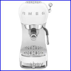 Smeg ECF02WHUK Espresso Coffee Machine with Steam Wand White Retro